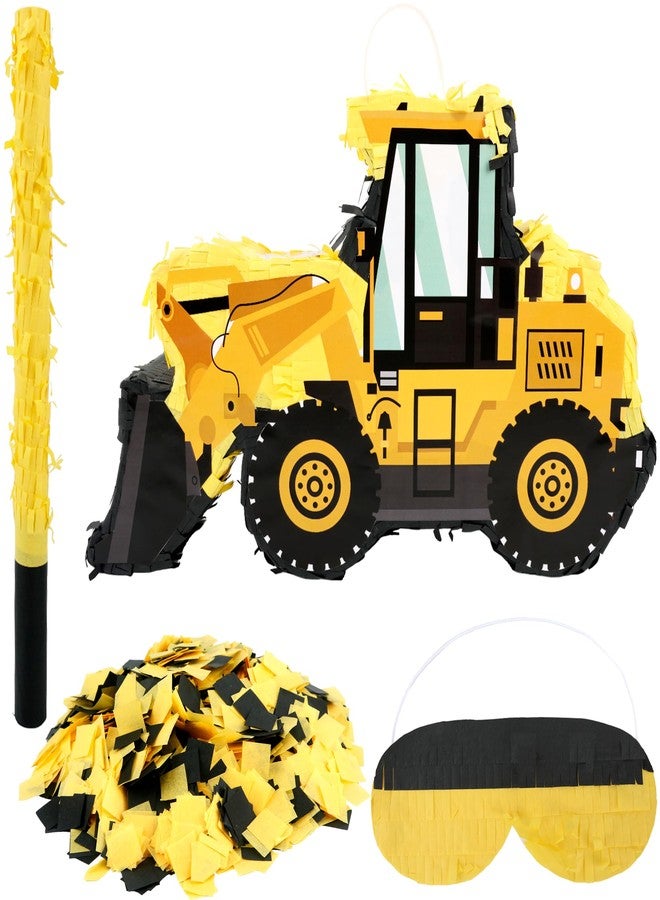 Drayear Construction Dump Truck Pinata with Pinata Bat Blindfold Confetti Construction Tractor Excavator Pinatas for Kids Birthday Construction Themed Party - Image 1